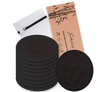 Lot de 10 tampons démaquillants réutilisables, 2 couches, 8 cm, noirs, lavables, respectueux de l'environnement, en coton de bambou bio naturel avec sac à linge, chiffons de nettoyage doux pour le