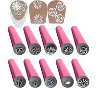 Lot de 10 tampons pour nail art, stylos de tampon, stylo de tampon pour nail art, motif fleur, outils de pointillage, outil de nail art avec différents motifs, outils de nail art