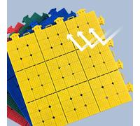 Lot de 10 tapis de sol emboîtables pour terrain de badminton et basket-ball, antidérapant avec trous de drainage, carreaux de sol à clipser pour aire de jeux, zone de sport