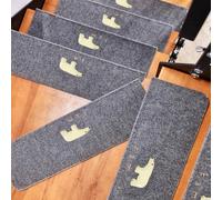 Lot de 10 tapis d'escalier antidérapants 55/70 cm avec dos adhésif pour intérieur Motif ours gris clair Idéal pour la maison en sécurité et la tranquillité