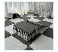 Lot de 10 Tapis Doux à Poils Longs, Carreaux De Moquette Moelleux Imbriqués, Carreaux De Sol Antidérapants pour Jeu De Puzzle, Tapis Sensoriel pour Salle Sensorielle(Color:Gris+Blanc)