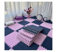 Lot de 10 Tapis Doux à Poils Longs, Carreaux De Moquette Moelleux Imbriqués, Carreaux De Sol Antidérapants pour Jeu De Puzzle, Tapis Sensoriel pour Salle Sensorielle(Color:Violet Clair+Bleu Marine)