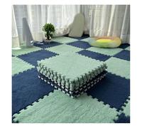 Lot De 10 Tapis Doux à Poils Longs, Carreaux De Moquette Moelleux Imbriqués, Carreaux De Sol Antidérapants Pour Jeu De Puzzle, Tapis Sensoriel Pour Salle Sensorielle(Color:Vert Clair+Bleu Marine)
