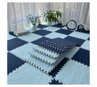 Lot de 10 Tapis Doux à Poils Longs, Carreaux De Moquette Moelleux Imbriqués, Carreaux De Sol Antidérapants pour Jeu De Puzzle, Tapis Sensoriel pour Salle Sensorielle(Color:Bleu Clair+Bleu Marine)