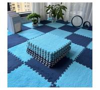 Lot de 10 Tapis Doux à Poils Longs, Carreaux De Moquette Moelleux Imbriqués, Carreaux De Sol Antidérapants pour Jeu De Puzzle, Tapis Sensoriel pour Salle Sensorielle(Color:Bleu+Bleu Marine)