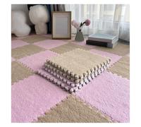 Lot de 10 Tapis Doux à Poils Longs, Carreaux De Moquette Moelleux Imbriqués, Carreaux De Sol Antidérapants pour Jeu De Puzzle, Tapis Sensoriel pour Salle Sensorielle(Color:Rose+Café Clair)