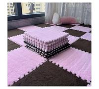 Lot de 10 Tapis Doux à Poils Longs, Carreaux De Moquette Moelleux Imbriqués, Carreaux De Sol Antidérapants pour Jeu De Puzzle, Tapis Sensoriel pour Salle Sensorielle(Color:Rose+Café Foncé)