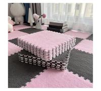 Lot de 10 Tapis Doux à Poils Longs, Carreaux De Moquette Moelleux Imbriqués, Carreaux De Sol Antidérapants pour Jeu De Puzzle, Tapis Sensoriel pour Salle Sensorielle(Color:Rose+Gris)