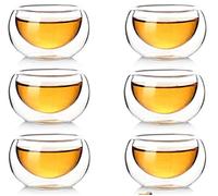 Lot de 10 tasses à café à double paroi en verre isotherme résistant à la chaleur, 50 ml