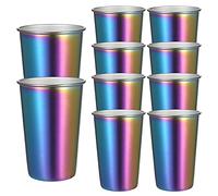 Lot de 10 tasses à café en acier inoxydable de 500 ml avec large goulot - Incassables - Pour intérieur et extérieur