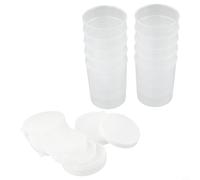 Lot de 10 tasses à mesurer graduées étanches avec couvercles, en plastique transparent, outils de drainage multi-usages pour transfert de fluide, entonnoir réutilisable pour vidange d'huile avec