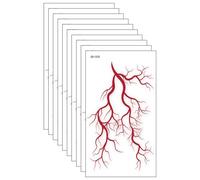 Lot de 10 tatouages en relief Texture de vaisseaux sanguins Faux tatouages imperméables sûrs pour la peau Art corporel pour les fêtes à thème horreur Tatouages temporaires non toxiques pour les