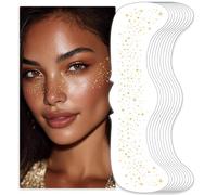 Lot de 10 tatouages temporaires à paillettes pour le visage - Pour femme et fille - Concerts, festivals et rave - Doré