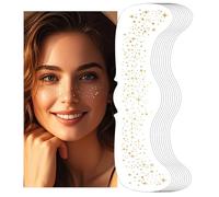 Lot de 10 tatouages temporaires à paillettes pour le visage - Pour femme et fille - Pour concerts, festivals et rave - Doré