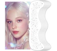 Lot de 10 tatouages temporaires à paillettes pour le visage - Pour femme et fille - Pour concerts, festivals et rave - Argenté