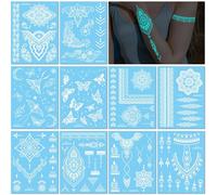 Lot De 10 Tatouages Temporaires Blancs Pour Femmes, Motif Fleur Et Papillon, Phosphorescents, Imperméables Et Durables, Pour Fêtes