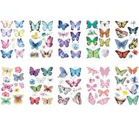 Lot de 10 tatouages temporaires colorés en forme de papillon et de fleur, for femmes et filles. Faux tatouages imperméables.