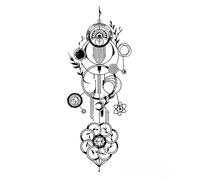 Lot de 10 tatouages temporaires noirs motif totem, imperméables, for le cou, les bras et le corps, for hommes et femmes(26)