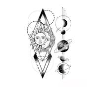 Lot de 10 tatouages temporaires noirs motif totem, imperméables, for le cou, les bras et le corps, for hommes et femmes(29)