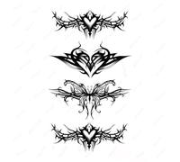 Lot de 10 tatouages temporaires noirs motif totem, imperméables, for le cou, les bras et le corps, for hommes et femmes(2)
