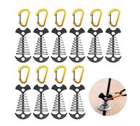 Lot de 10 tendeurs de Corde de Tente avec Clips - Attache de terrasse en Aluminium | Tendeurs de Cordon | Tendeur de tentes - Accessoire de Camping en Plein air (Noir)