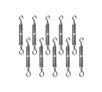 Linxor - Lot de 10 tendeurs de fil réglables en acier inoxydable - Crochet et oeillet - M4