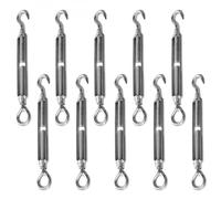 Lot de 10 tendeurs de fil réglables en acier inoxydable - Crochet et oeillet - M6 - Linxor
