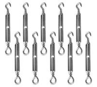 Lot de 10 tendeurs de fil réglables en acier inoxydable - Crochet et oeillet - M6 - Linxor