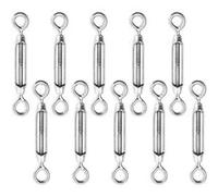 Lot de 10 tendeurs de fil réglables en acier inoxydable - Double oeillets - M5 - Linxor Gris G