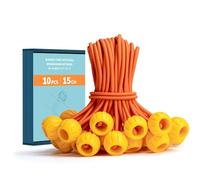 Lot de 10 tendeurs robustes avec boules de 15 cm pour bâche, tente, bannières et fixation - Vert kaki