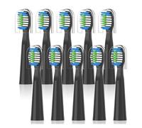 Lot de 10 têtes brosse à dents électriques rechange for Fairywill FW-E11 E10 E6 D7S(10PCS BLACK)