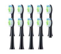 Lot de 10 têtes brosse à dents rechange compatibles avec les modèles électriques souples D5/D5S/D5Z/D8X/D8Z/D9/D10(10PCS Black)