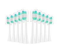 Lot de 10 têtes brosse larges à poils en forme croissant, compatibles avec les brosses dents souples la série Aquasonic(White)