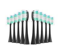 Lot de 10 têtes brosse larges à poils en forme croissant, compatibles avec les brosses dents souples la série Aquasonic(Black)
