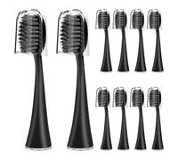 Lot de 10 têtes brosse rechange, compatibles avec la à dents électrique Burst Pro. Poils souples et capuchon protection inclus(10pcs black)