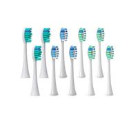 Lot de 10 têtes brosse rechange compatibles avec les brosses à dents électriques soniques HX3/6/8/9 et buses d'aspiration souples(Mixed packaging)