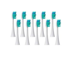 Lot de 10 têtes brosse rechange compatibles avec les brosses à dents électriques soniques HX3/6/8/9 et buses d'aspiration souples(10FineGreen)