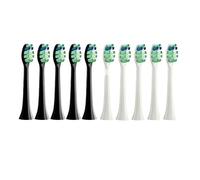 Lot de 10 têtes brosse rechange compatibles avec les brosses à dents électriques soniques Philips HX6930 et HX6064 (embouts poils souples)(5Black5White)