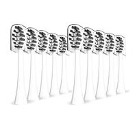 Lot de 10 têtes de brosse à dents de rechange compatibles avec les brosses à dents électriques Gleem, design en forme de W plantées avec poils en nylon noir (blanc)