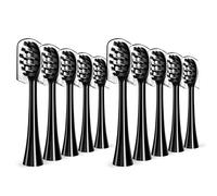 Lot de 10 têtes de brosse à dents de rechange compatibles avec les brosses à dents électriques Gleem, design en forme de W plantées avec poils en nylon, noir