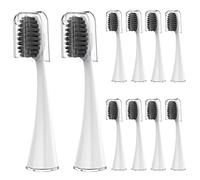 Lot de 10 têtes de brosse à dents de rechange pour brosse à dents électrique Burst pour adultes avec capuchons anti-poussière, poils en charbon doux pour un nettoyage en profondeur, l'élimination de