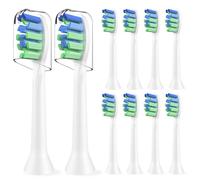 Lot de 10 têtes de brosse à dents de rechange pour brosse à dents électrique Sonic 7am2m AM101/AM105 - Recharges de brosse à dents compatibles avec 7am 2 m, blanc