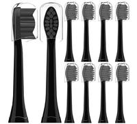 Lot de 10 têtes de brosse à dents électrique Wondersmile - Avec couvercle anti-poussière - Noir - Taille M - Compatibles avec les brosses à dents électriques Wondersmile