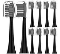 Lot de 10 têtes de brosse à dents électrique Wondersmile compatibles avec Wondersmile - Avec couvercle anti-poussière - Noir - Taille M