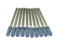 Lot de 10 têtes de meulage en céramique montées sur arbre de 3 mm, meules abrasives de polissage, outils électriques rotatifs(Cylinder 4mm P150)
