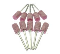 Lot de 10 têtes de meulage en céramique montées sur arbre de 3 mm, meules abrasives de polissage, outils électriques rotatifs(Cylinder 10mm P120)