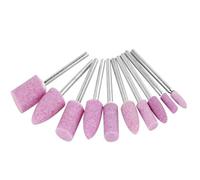 Lot de 10 têtes de meulage en feutre de laine céramique et caoutchouc, meules abrasives for outils rotatifs, tige de 3 mm(Pink Head)
