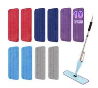 Lot de 10 têtes de rechange réutilisables en microfibre de 41,9 cm pour serpillères humides/sèches compatibles avec le système d'entretien des sols Bona