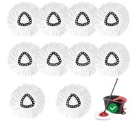 Lot de 10 têtes de serpillère de rechange pour système de réservoir Vileda 1, tête de rechange triangulaire rotative en microfibre, lavable en machine et sans danger pour le nettoyage de tous les sols