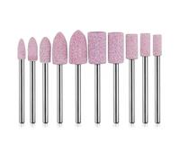 Lot de 10 têtes polissage abrasives for pierre, meules, mèches ponçage, tige 3 mm, accessoires for perceuses électriques wanglan(Rose)